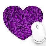 Purple Zebra Stripes Heart Mousepad