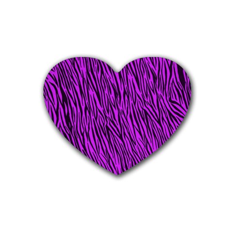 Purple Zebra Stripes Rubber Coaster (Heart) from ArtsNow.com Front