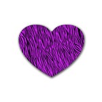 Purple Zebra Stripes Rubber Coaster (Heart)