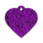 Purple Zebra Stripes Dog Tag Heart (One Side)