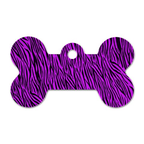 Purple Zebra Stripes Dog Tag Bone (One Side) from ArtsNow.com Front