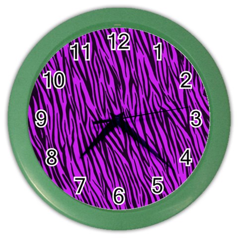 Purple Zebra Stripes Color Wall Clock from ArtsNow.com Front