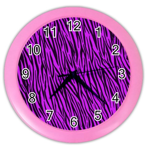 Purple Zebra Stripes Color Wall Clock from ArtsNow.com Front