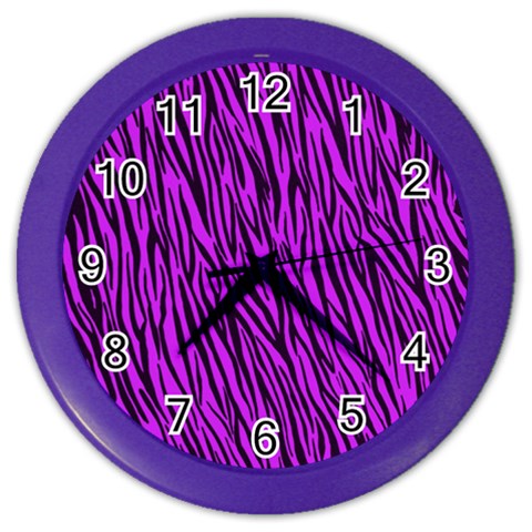 Purple Zebra Stripes Color Wall Clock from ArtsNow.com Front