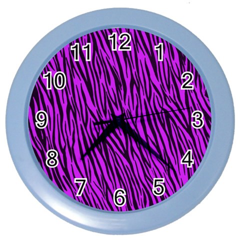 Purple Zebra Stripes Color Wall Clock from ArtsNow.com Front