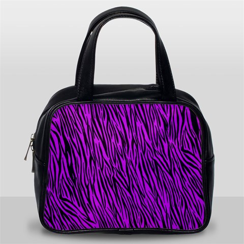 Purple Zebra Stripes Classic Handbag (One Side) from ArtsNow.com Front