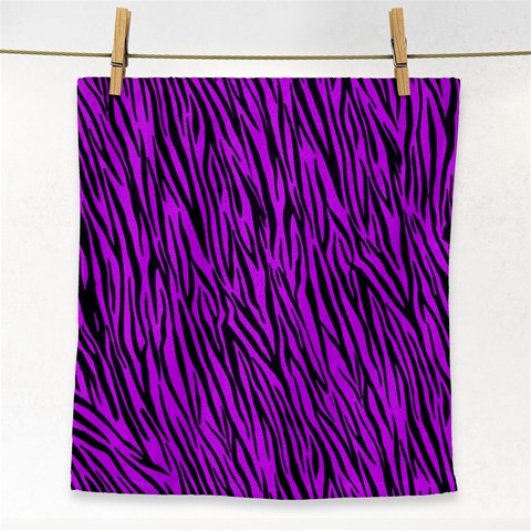 Purple Zebra Stripes Face Towel from ArtsNow.com Front