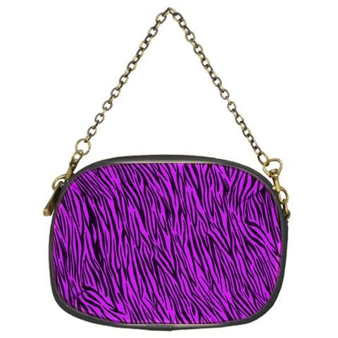 Purple Zebra Stripes Chain Purse (One Side) from ArtsNow.com Front