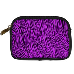 Purple Zebra Stripes Digital Camera Leather Case from ArtsNow.com Front