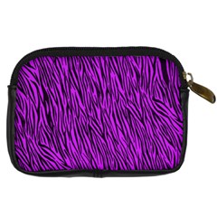 Purple Zebra Stripes Digital Camera Leather Case from ArtsNow.com Back