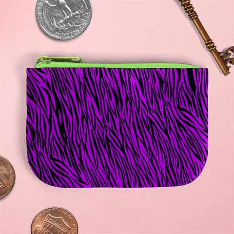 Purple Zebra Stripes Mini Coin Purse from ArtsNow.com Front