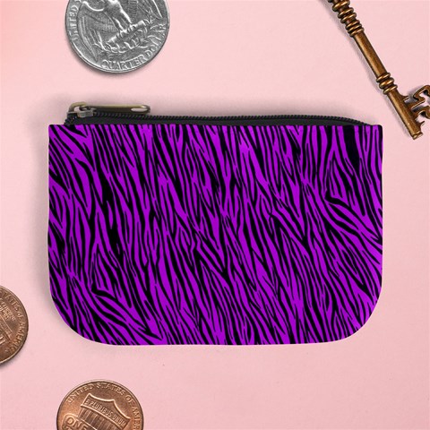 Purple Zebra Stripes Mini Coin Purse from ArtsNow.com Front