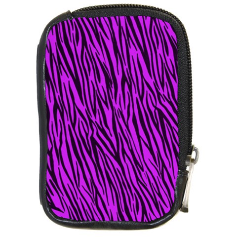 Purple Zebra Stripes Compact Camera Leather Case from ArtsNow.com Front