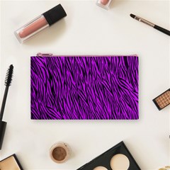 Purple Zebra Stripes Cosmetic Bag (Small) from ArtsNow.com Front