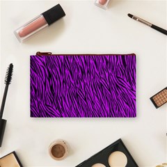 Purple Zebra Stripes Cosmetic Bag (Small) from ArtsNow.com Front