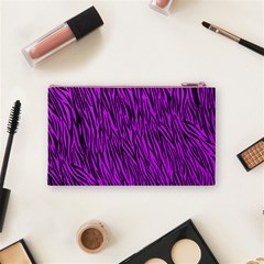 Purple Zebra Stripes Cosmetic Bag (Small) from ArtsNow.com Back