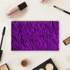 Purple Zebra Stripes Cosmetic Bag (Medium) from ArtsNow.com Front