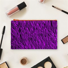 Purple Zebra Stripes Cosmetic Bag (Medium) from ArtsNow.com Front