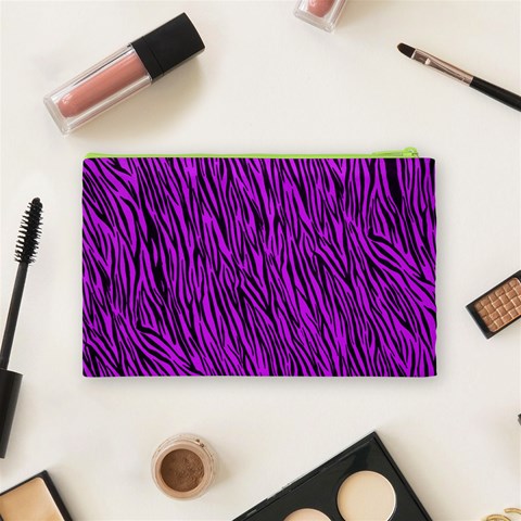 Purple Zebra Stripes Cosmetic Bag (Medium) from ArtsNow.com Back