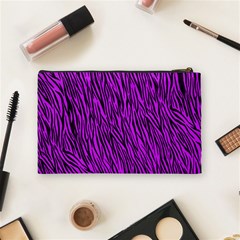 Purple Zebra Stripes Cosmetic Bag (Medium) from ArtsNow.com Back