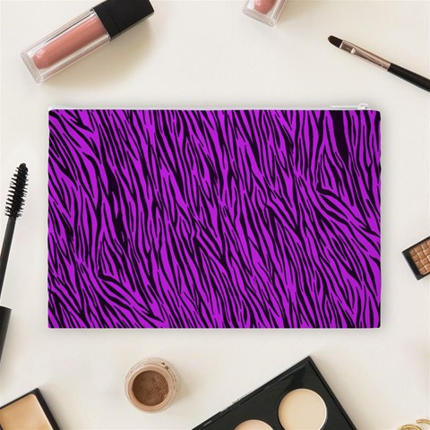 Purple Zebra Stripes Cosmetic Bag (Large) from ArtsNow.com Back