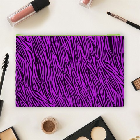 Purple Zebra Stripes Cosmetic Bag (Large) from ArtsNow.com Back