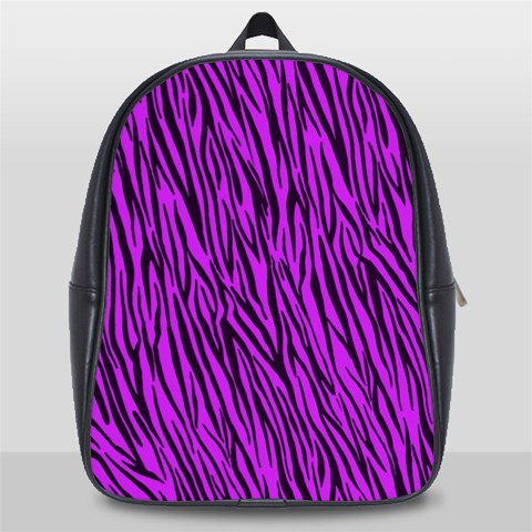 Purple Zebra Stripes School Bag (Large) from ArtsNow.com Front