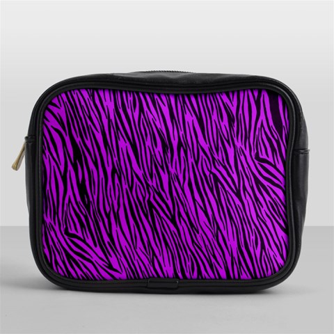 Purple Zebra Stripes Mini Toiletries Bag (One Side) from ArtsNow.com Front