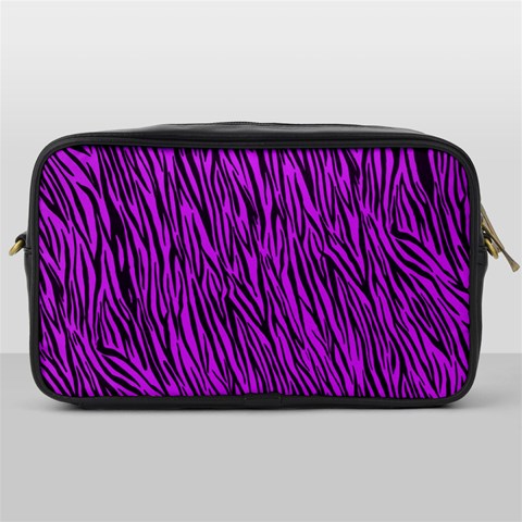 Purple Zebra Stripes Toiletries Bag (One Side) from ArtsNow.com Front