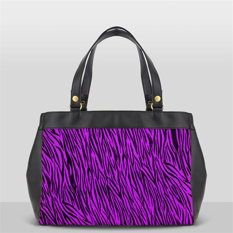 Purple Zebra Stripes Oversize Office Handbag (2 Sides) from ArtsNow.com Front