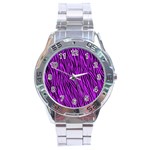 Purple Zebra Stripes Stainless Steel Analogue Watch