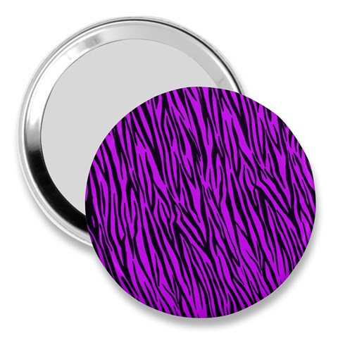 Purple Zebra Stripes 3  Handbag Mirror from ArtsNow.com Front