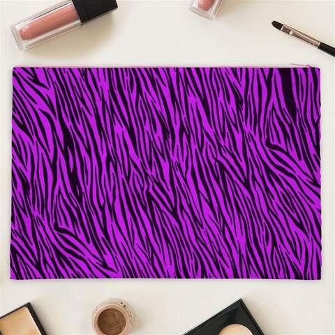 Purple Zebra Stripes Cosmetic Bag (XXL) from ArtsNow.com Back