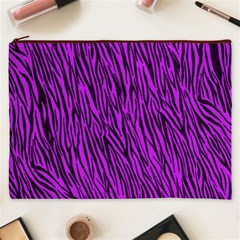 Purple Zebra Stripes Cosmetic Bag (XXXL) from ArtsNow.com Front