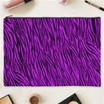 Purple Zebra Stripes Cosmetic Bag (XXXL)