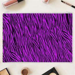 Purple Zebra Stripes Cosmetic Bag (XXXL) from ArtsNow.com Back