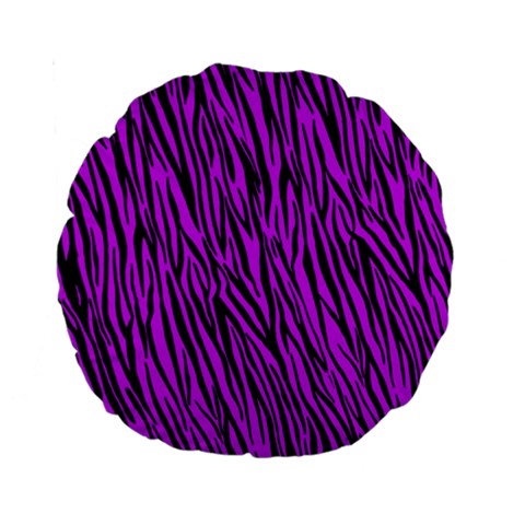 Purple Zebra Stripes Standard 15  Premium Round Cushion  from ArtsNow.com Front