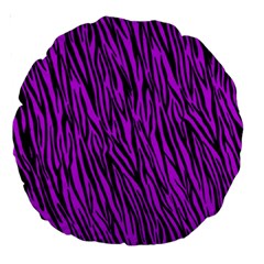 Purple Zebra Stripes Large 18  Premium Round Cushion  from ArtsNow.com Front