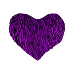 Purple Zebra Stripes Standard 16  Premium Heart Shape Cushion 