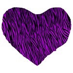 Purple Zebra Stripes Large 19  Premium Heart Shape Cushion