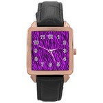 Purple Zebra Stripes Rose Gold Leather Watch 