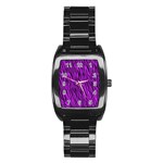 Purple Zebra Stripes Stainless Steel Barrel Watch