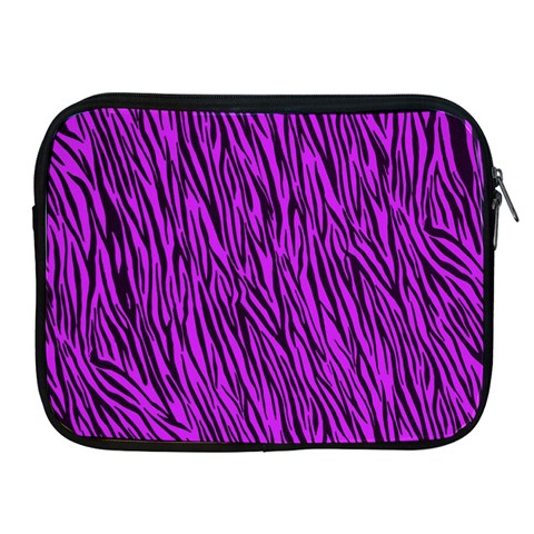 Purple Zebra Stripes Apple iPad 2/3/4 Zipper Case from ArtsNow.com Front