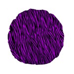 Purple Zebra Stripes Standard 15  Premium Flano Round Cushion 