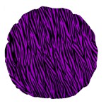 Purple Zebra Stripes Large 18  Premium Flano Round Cushion 