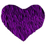 Purple Zebra Stripes Large 19  Premium Flano Heart Shape Cushion