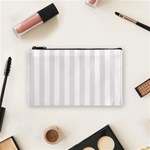 Vertical Stripes - White and Pastel Pink Cosmetic Bag (S)