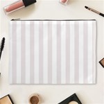 Vertical Stripes - White and Pastel Pink Cosmetic Bag (XL)