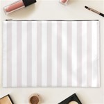 Vertical Stripes - White and Pastel Pink Cosmetic Bag (XXL)