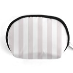 Vertical Stripes - White and Pastel Pink Accessory Pouch (Medium)